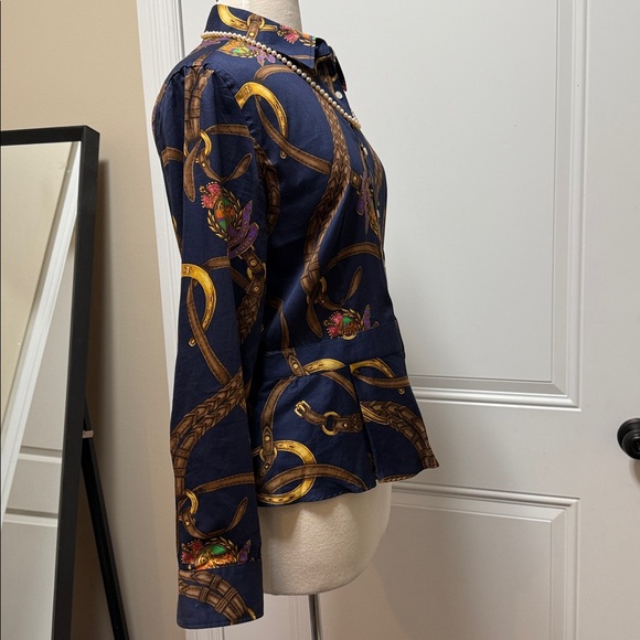 Ralph Lauren Blue and Gold Equestrian Shirt - Picture 8 of 8